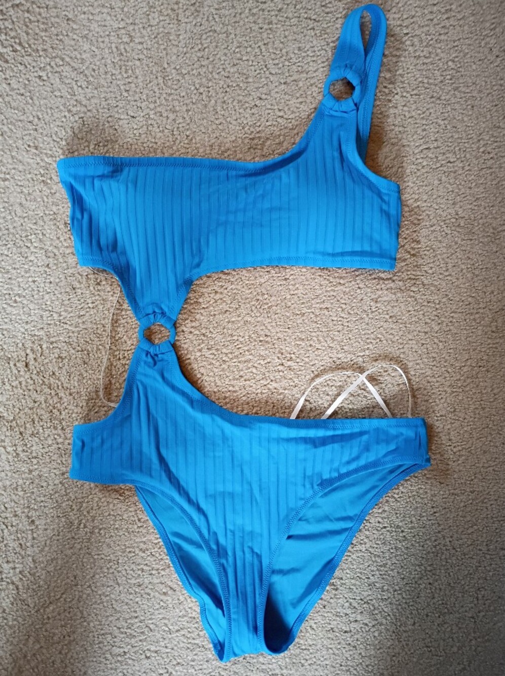 aerie Bright Blue Ribbed O-ring Swimsuit